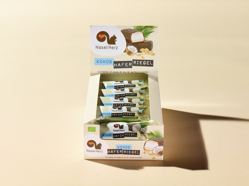 14er-Set Kokos-Haferriegel Vegan: Bio-Haferriegel mit Schokolade