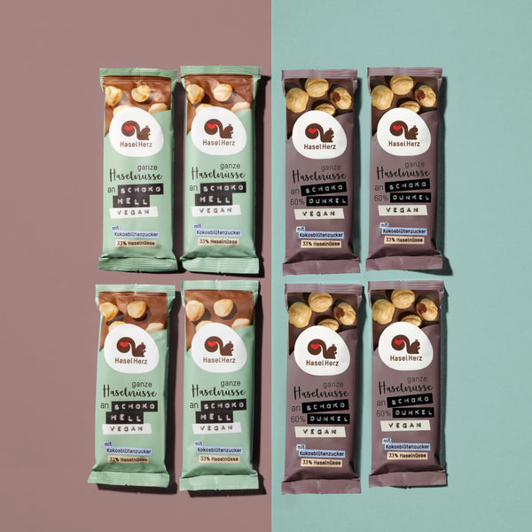 Bio-Schokoriegel Vegan hell + dunkel 8-teilig